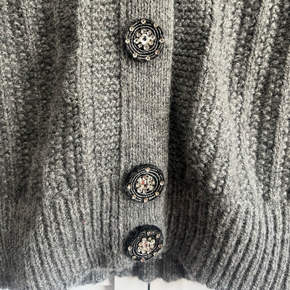 MARC JACOBS Knit Cardigan with Jeweled Buttons in Gray - Picture 3 of 5
